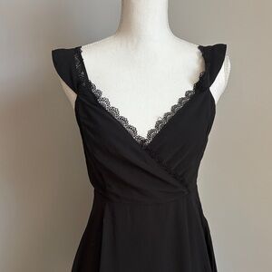 Lulus Black Lace-Trim V-Neck Women's Dress